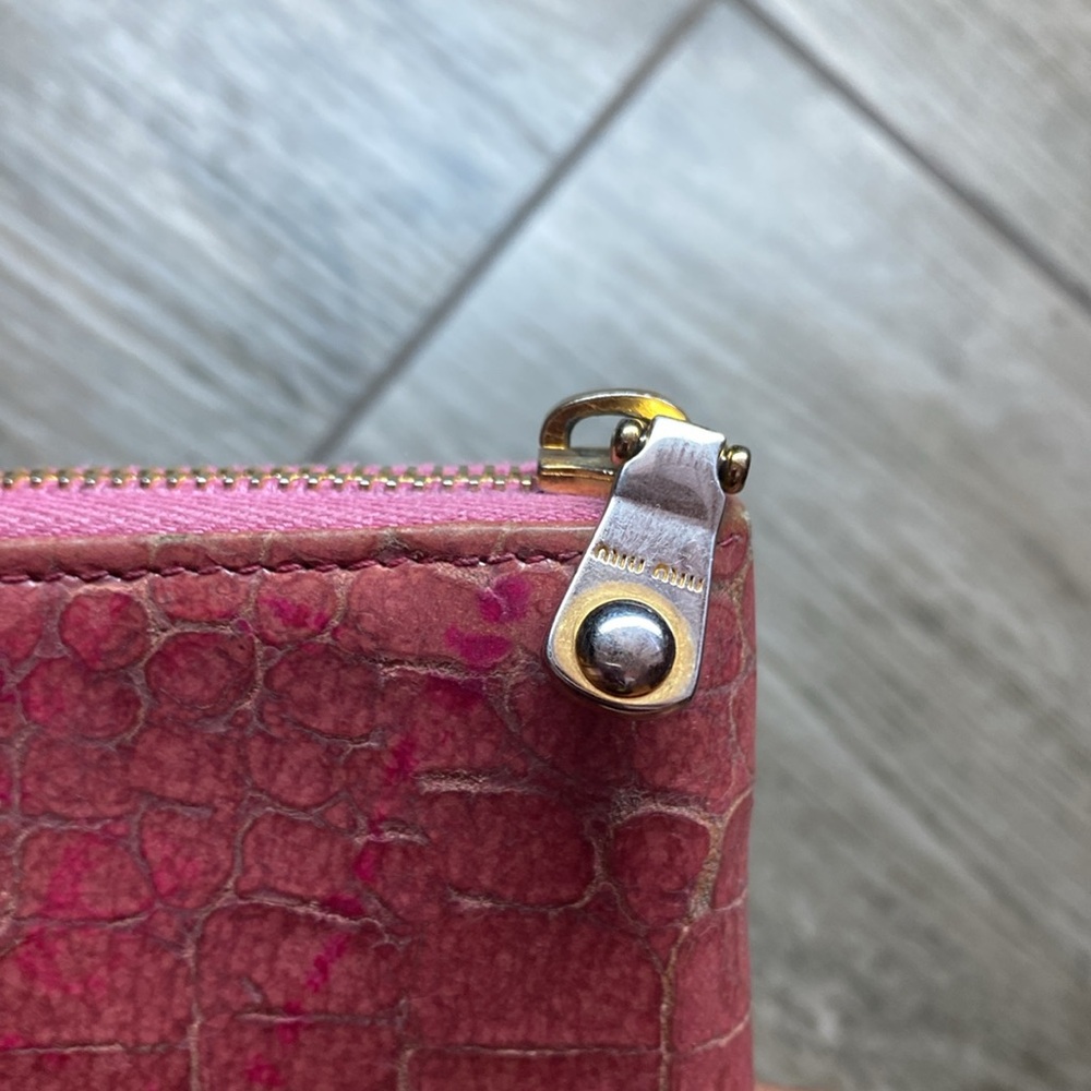 Authentic Miu Miu Coral/Salmon Color Croc Embosse… - image 3